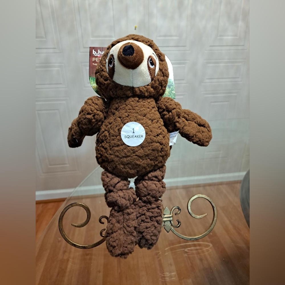 Bhappi  Dog sloth 12”  Toy  With Hat With Squeaker 13”